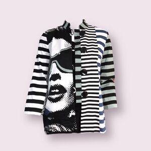 Berek Button Down Blouse Geometric Graphic Print